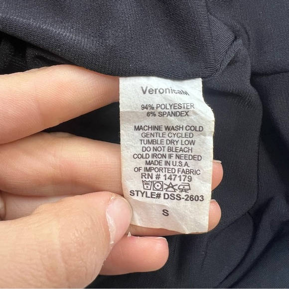 veronica M women’s black hot nights shirred dress S L93-38 - Picture 6 of 6